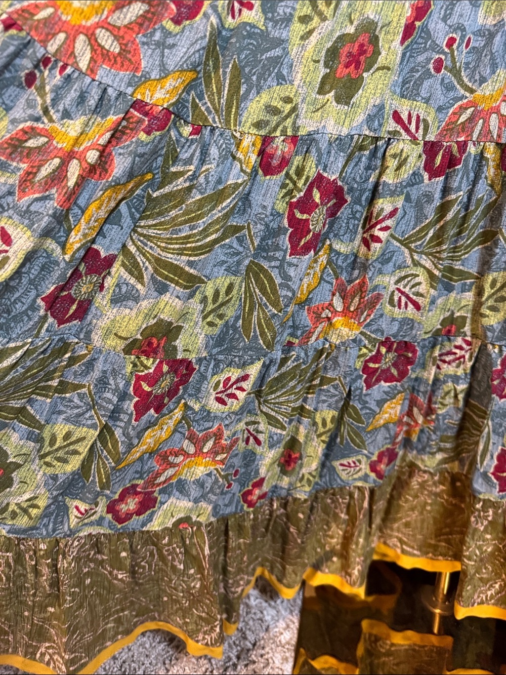 Soft Surroundings Kara Batik Bloom Tiered Midi Dress size XL - Picture 6 of 13
